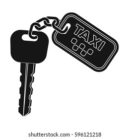 The ignition key for a taxi. Taxi station single icon in black style vector symbol stock illustration.