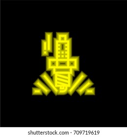 Ignition yellow glowing neon ui ux icon. Glowing sign logo vector