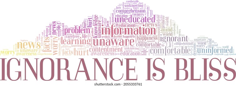 Ignorance is Bliss vector illustration word cloud isolated on white background.