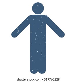 Ignorance Pose grainy textured blue icon for overlay watermark stamps. Flat symbol with dust texture. Dotted vector ink rubber seal stamp with grunge design on a white background.