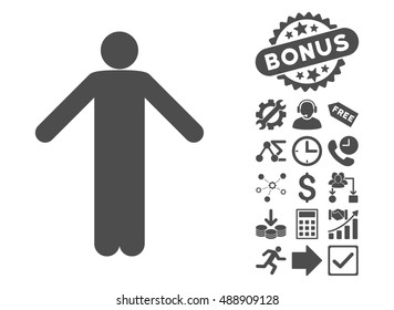 Ignorance Pose pictograph with bonus symbols. Vector illustration style is flat iconic symbols, gray color, white background.