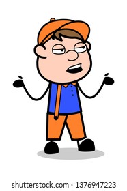 Ignorance - Retro Cartoon Carpenter Worker Vector Illustration﻿
