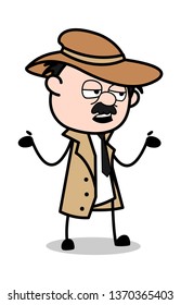 Ignorance - Retro Cartoon Police Agent Detective Vector Illustration