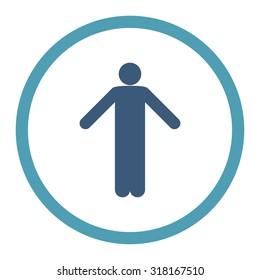Ignorance vector icon. This rounded flat symbol is drawn with cyan and blue colors on a white background.