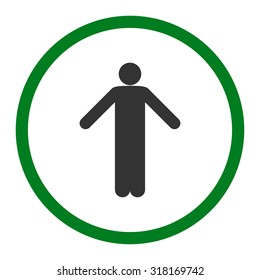 Ignorance vector icon. This rounded flat symbol is drawn with green and gray colors on a white background.