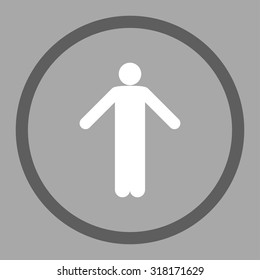 Ignorance vector icon. This rounded flat symbol is drawn with dark gray and white colors on a silver background.