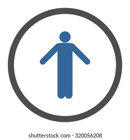 Ignorance vector icon. This rounded flat symbol is drawn with cobalt and gray colors on a white background.