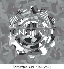 Ignorant grey camo emblem. Vector Illustration.
