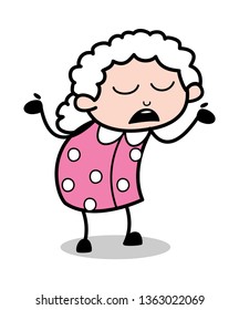 Ignorant - Old Cartoon Granny Vector Illustration