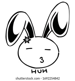 ignorant rabbit emoticon in black and white