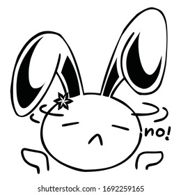 ignorant rabbit emoticon in black and white