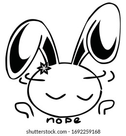 ignorant rabbit emoticon in black and white
