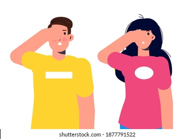 Ignore or avoid concept wiht characters. See no evil . Vector illustration.