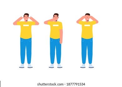 Ignore or avoid concept wiht characters. Hear no evil,  see no evil and speak no evil. Vector illustration.