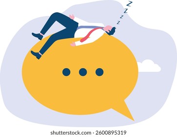 Ignore the message. Businessman sleeping on speech or text bubble

