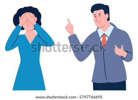 Ignoring negative talking man. Frustrated relationship concept