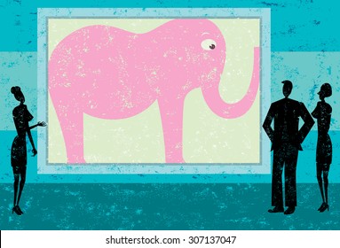 Ignoring The Pink Elephant In The Room
People Talking While Ignoring The Pink Elephant In The Room. 