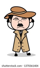 Ignoring - Retro Cartoon Police Agent Detective Vector Illustration