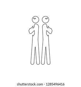 ignoring two business competitors icon. Element of conflict for mobile concept and web apps icon. Thin line icon for website design and development, app development