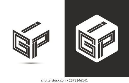 IGP letter logo design with illustrator cube logo, vector logo modern alphabet font overlap style. Premium Business logo icon. White color on black background
