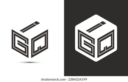 IGQ letter logo design with illustrator cube logo, vector logo modern alphabet font overlap style. Premium Business logo icon. White color on black background