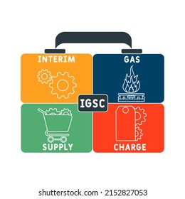 IGSC - Acrónimo de carga de suministro de gas provisional. fondo de concepto de negocio.  concepto de ilustración vectorial con palabras clave e iconos. ilustración con iconos para banner web, volante, página de inicio