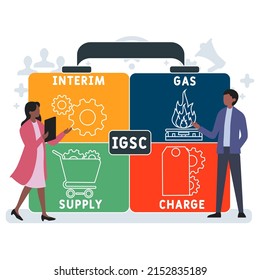 IGSC - Interim Gas Supply Charge acronym. business concept background.  vector illustration concept with keywords and icons. lettering illustration with icons for web banner, flyer, landing page