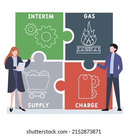 IGSC - Acrónimo de carga de suministro de gas provisional. fondo de concepto de negocio.  concepto de ilustración vectorial con palabras clave e iconos. ilustración con iconos para banner web, volante, página de inicio