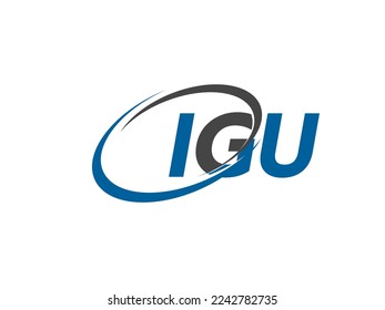 Letra IGU diseño creativo elegante del logo de swoosh
