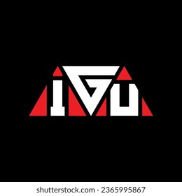 IGU triangle letter logo design with triangle shape. IGU triangle logo design monogram. IGU triangle vector logo template with red color. IGU triangular logo Simple, Elegant, and Luxurious design.