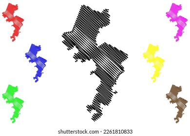 Igualapa municipality (Free and Sovereign State of Guerrero, Mexico, United Mexican States) map vector illustration, scribble sketch Igualapa map