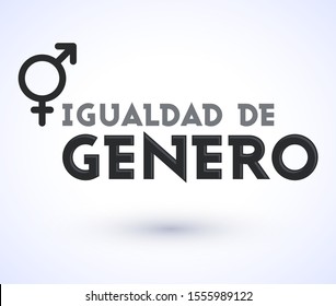 Igualdad de Genero, Gender Equality Spanish text, vector emblem design.