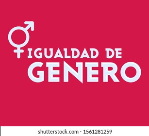 Igualdad de Genero, Gender Equality Spanish text, vector emblem design.