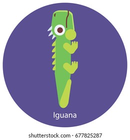 I is for Iguana. Alphabet in form of animals. Flat design illustration