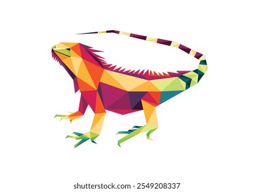 Iguana Animal in Colorful Polygonal Vector. Colorful Low Poly Logo of Iguana Lizard. Abstract Graphic Vector of Iguana Logo