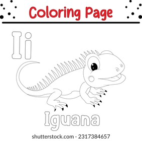 I for iguana animals names, Alphabet coloring for kids, Alphabet animals coloring page, ABC coloring, Preschool education