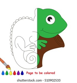 Iguana to be colored, the coloring book to educate preschool kids with easy kid educational gaming and primary education of simple game level.