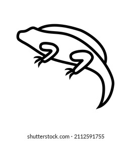 Iguana black line art icons. Linear style isolated on white. Vector illustration.