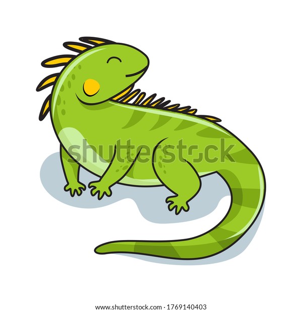 Iguana Cartoon Illustration Cute Animals Stock Vector (Royalty Free ...