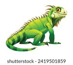 Iguana cartoon vector illustration isolated on white background