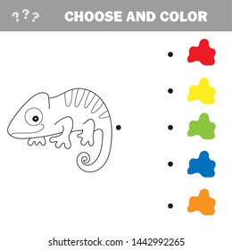 Iguana or chameleon to be colored. Coloring book for children. Visual game.