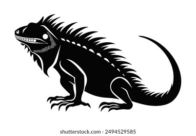 Iguana Clipart Silhouette isolated on a white background, Iguana black Silhouette Vector