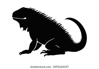 Iguana Clipart Silhouette isolated on a white background, Iguana black Silhouette Vector