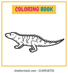 Iguana Coloring Book or Outline Vector Illustration