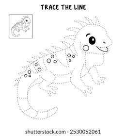 Iguana colorir páginas para crianças. Traço e cor Iguana. Iguana réptil animal flashcard para crianças. As letras I são para Iguana. Planilhas de jardim de infância e pré-escola imprimíveis para crianças. 