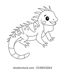 Páginas para colorear de iguana para niños. Trazo y color Iguana. Tarjeta de animales de reptil de iguana para niños. Cartas I es para Iguana. Hojas de trabajo de jardín de infantes y preescolar imprimibles para niños. 