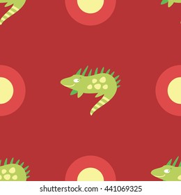 Iguana editable vector seamless pattern