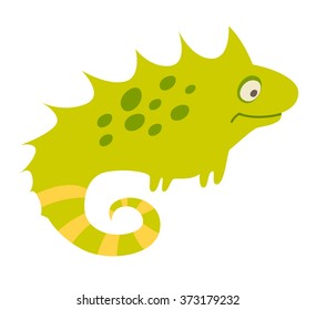 Iguana. Flat cartoon vector illustration, isolate on white  background