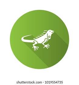 Iguana flat design long shadow glyph icon. Herbivorous lizard. Vector silhouette illustration