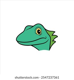 Iguana head cartoon vector illustration on white background